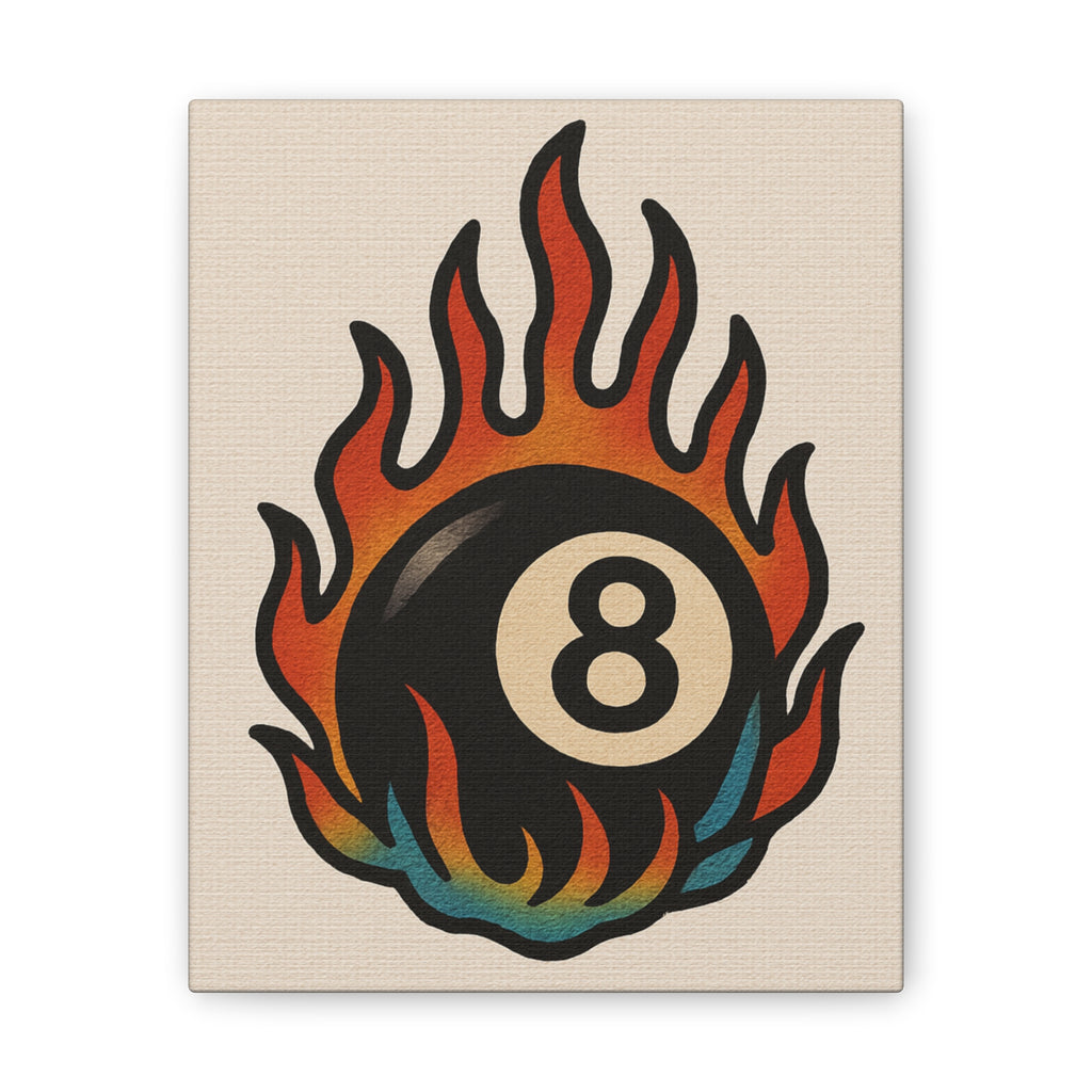 Flaming 8-Ball Canvas