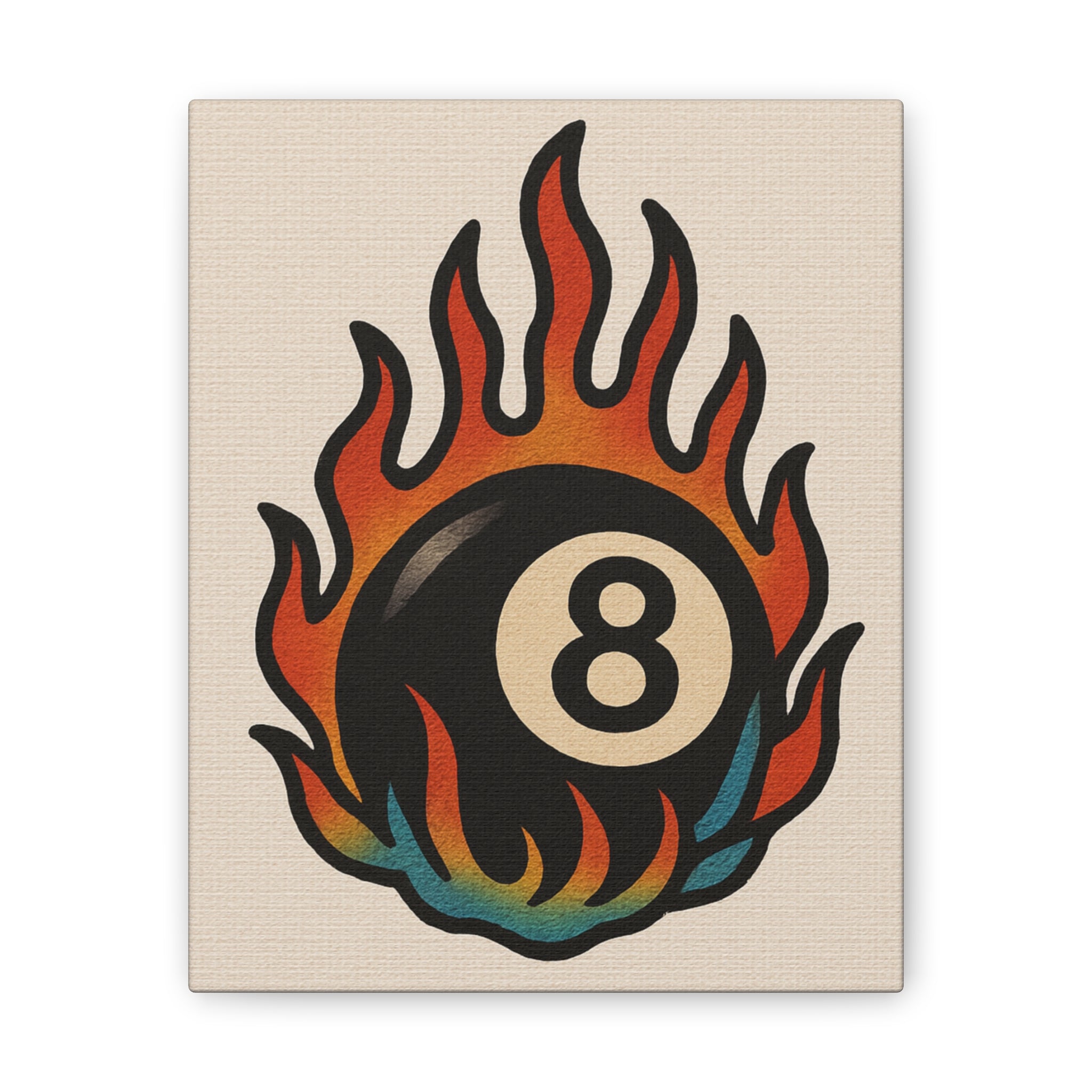 Flaming 8-Ball Canvas