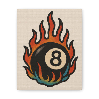 Flaming 8-Ball Canvas