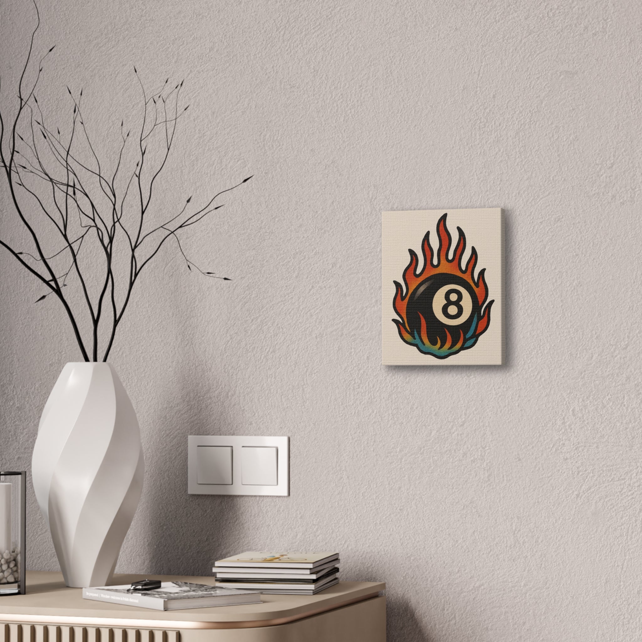 Flaming 8-Ball Canvas