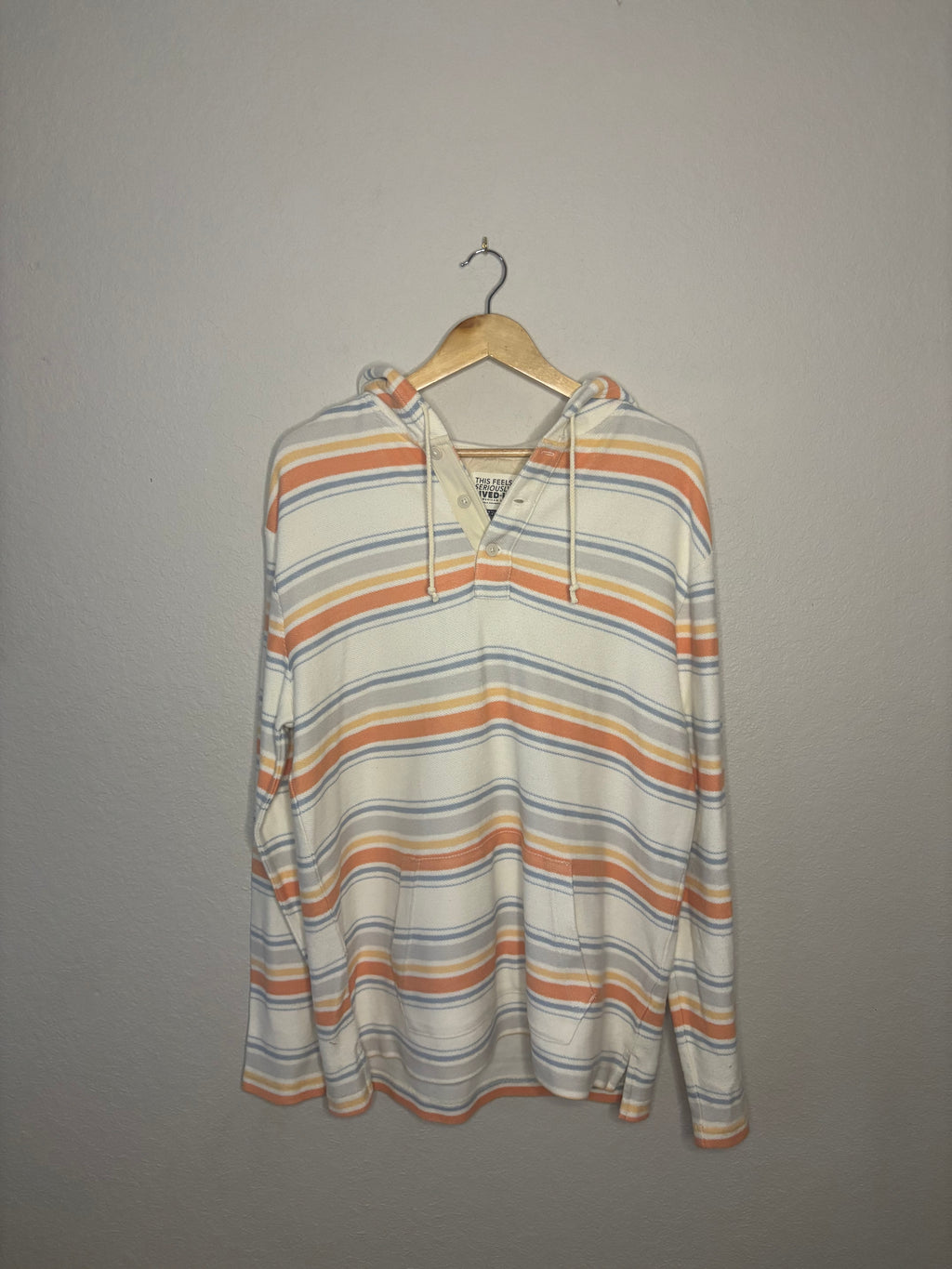Pastel Stripe Hooded Henley · Men’s Tall Medium