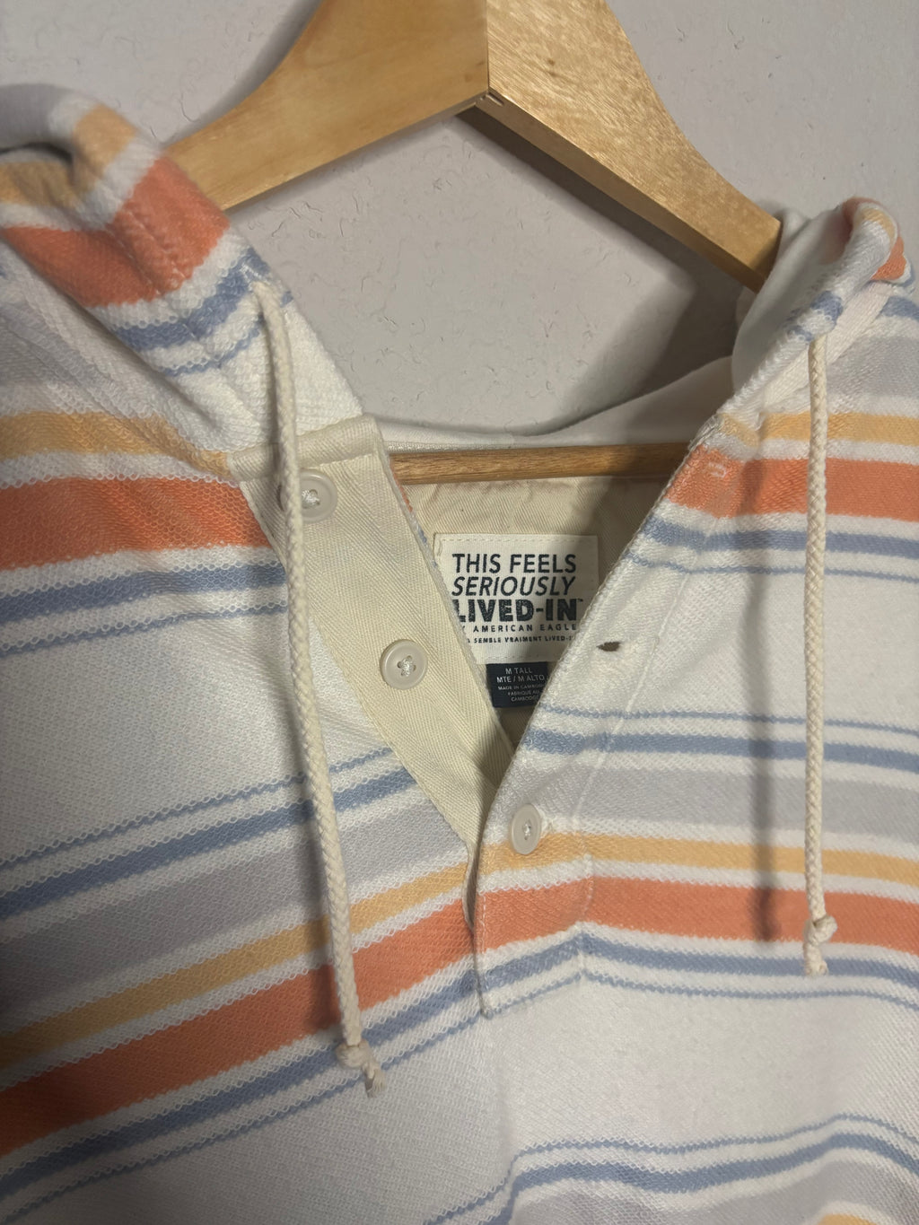 Pastel Stripe Hooded Henley · Men’s Tall Medium