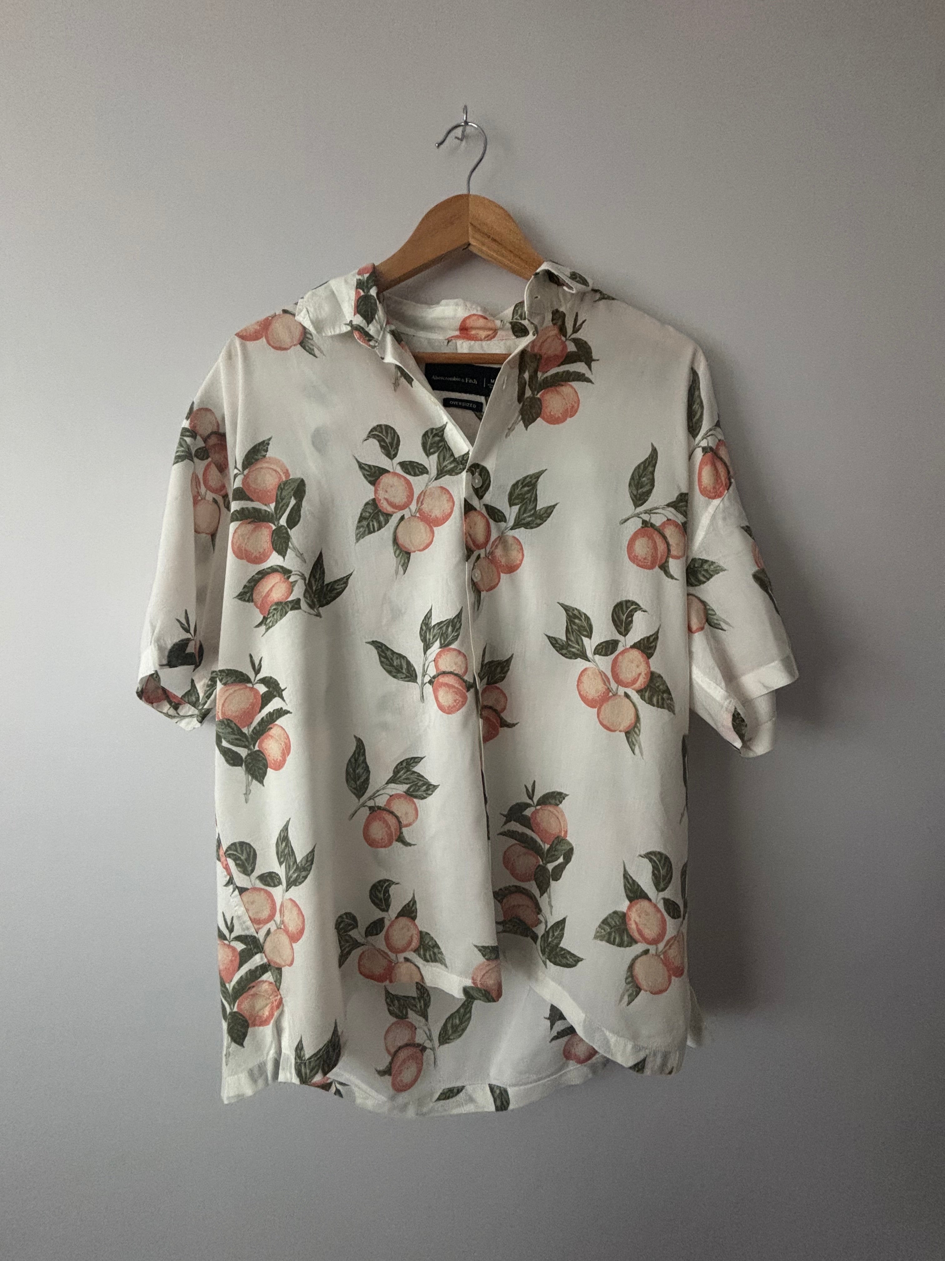 Abercrombie & Fitch Peach Print Button-Up · Unisex Oversized
