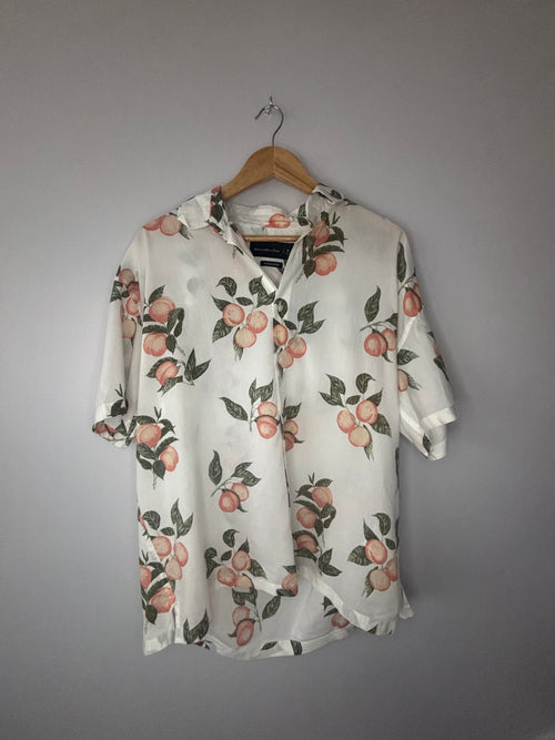 Abercrombie & Fitch Peach Print Button-Up · Unisex Oversized
