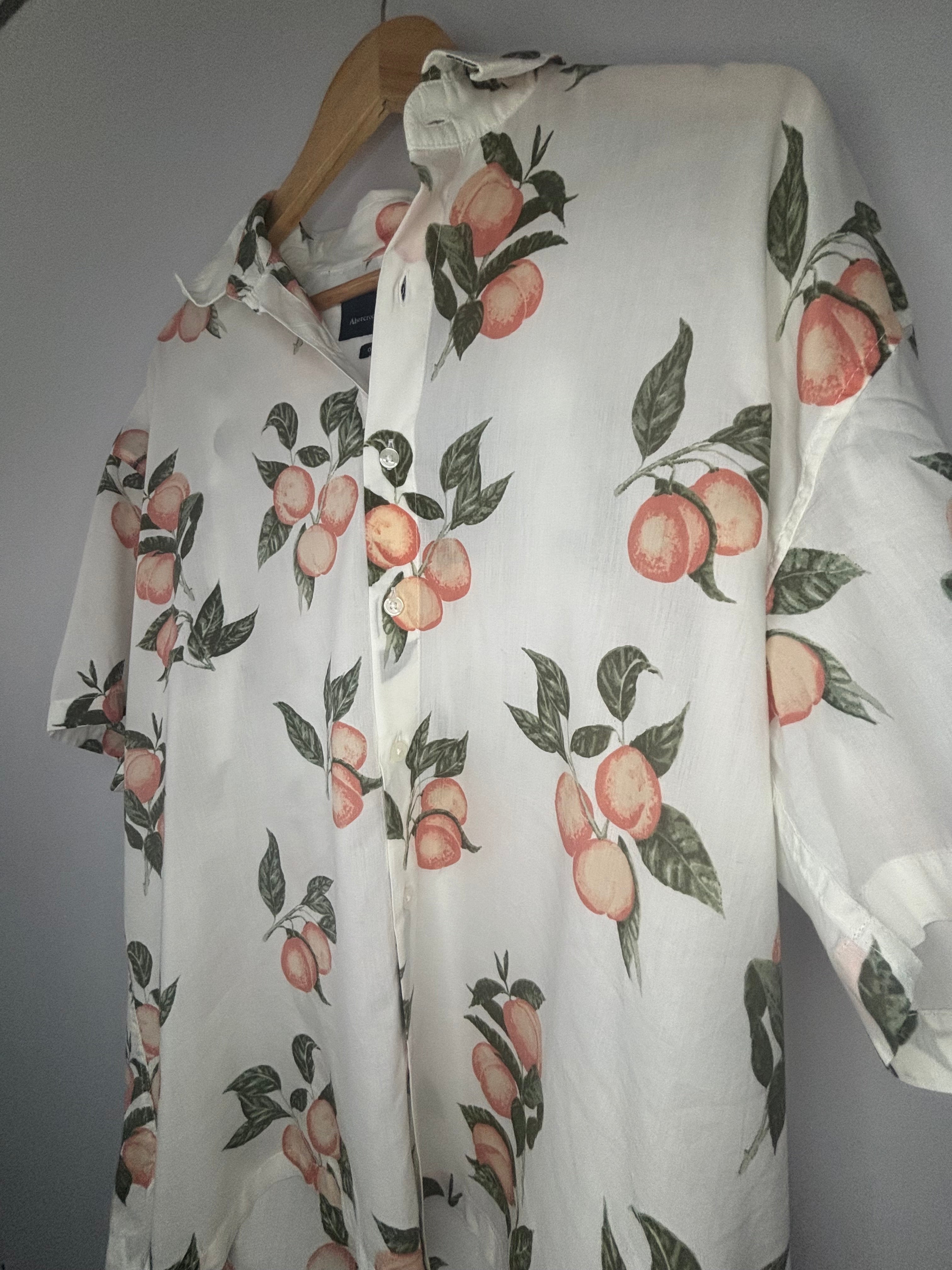 Abercrombie & Fitch Peach Print Button-Up · Unisex Oversized