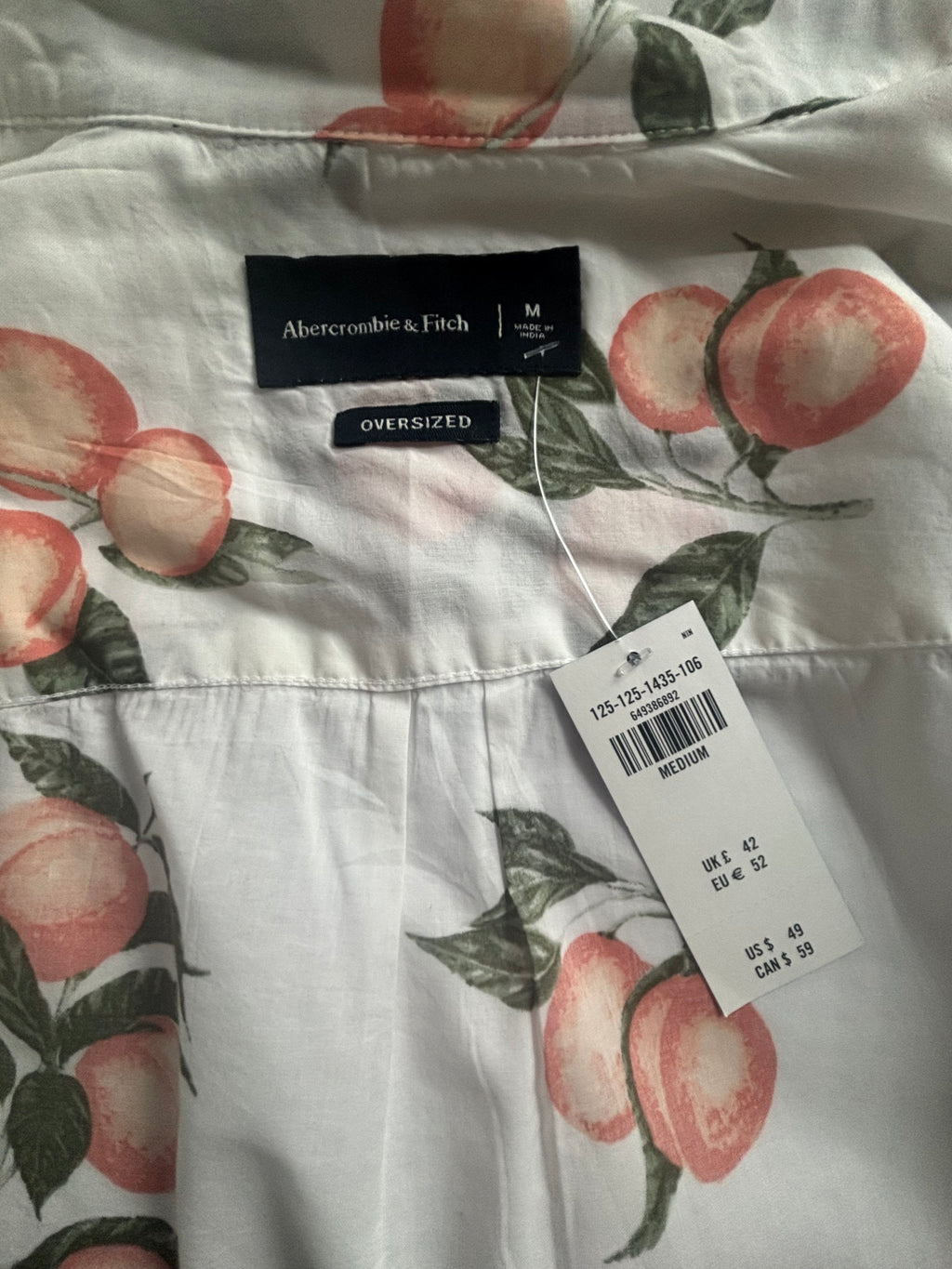 Abercrombie & Fitch Peach Print Button-Up · Unisex Oversized