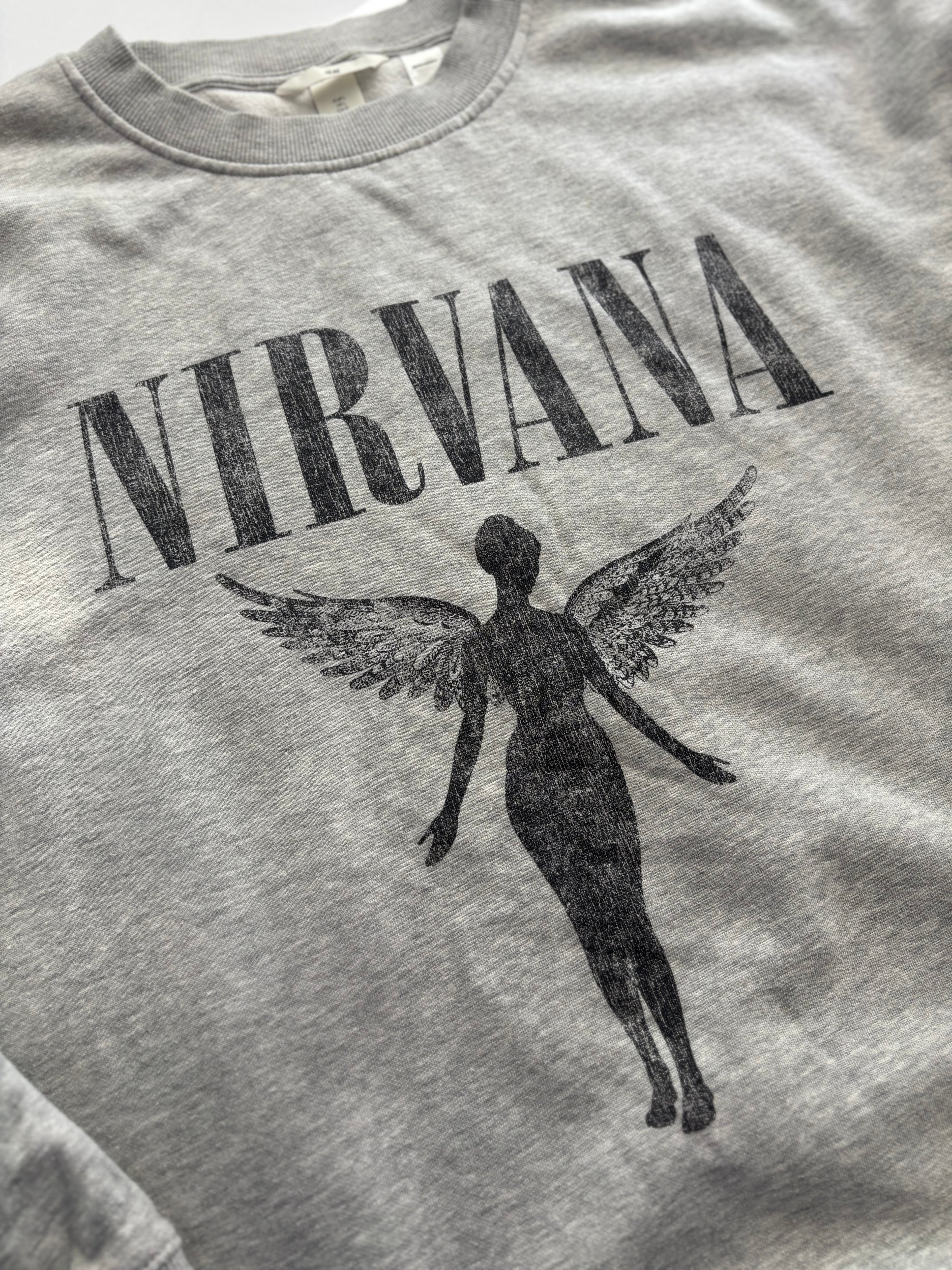 Nirvana Angel Graphic Crewneck Sweatshirt · Oversized L