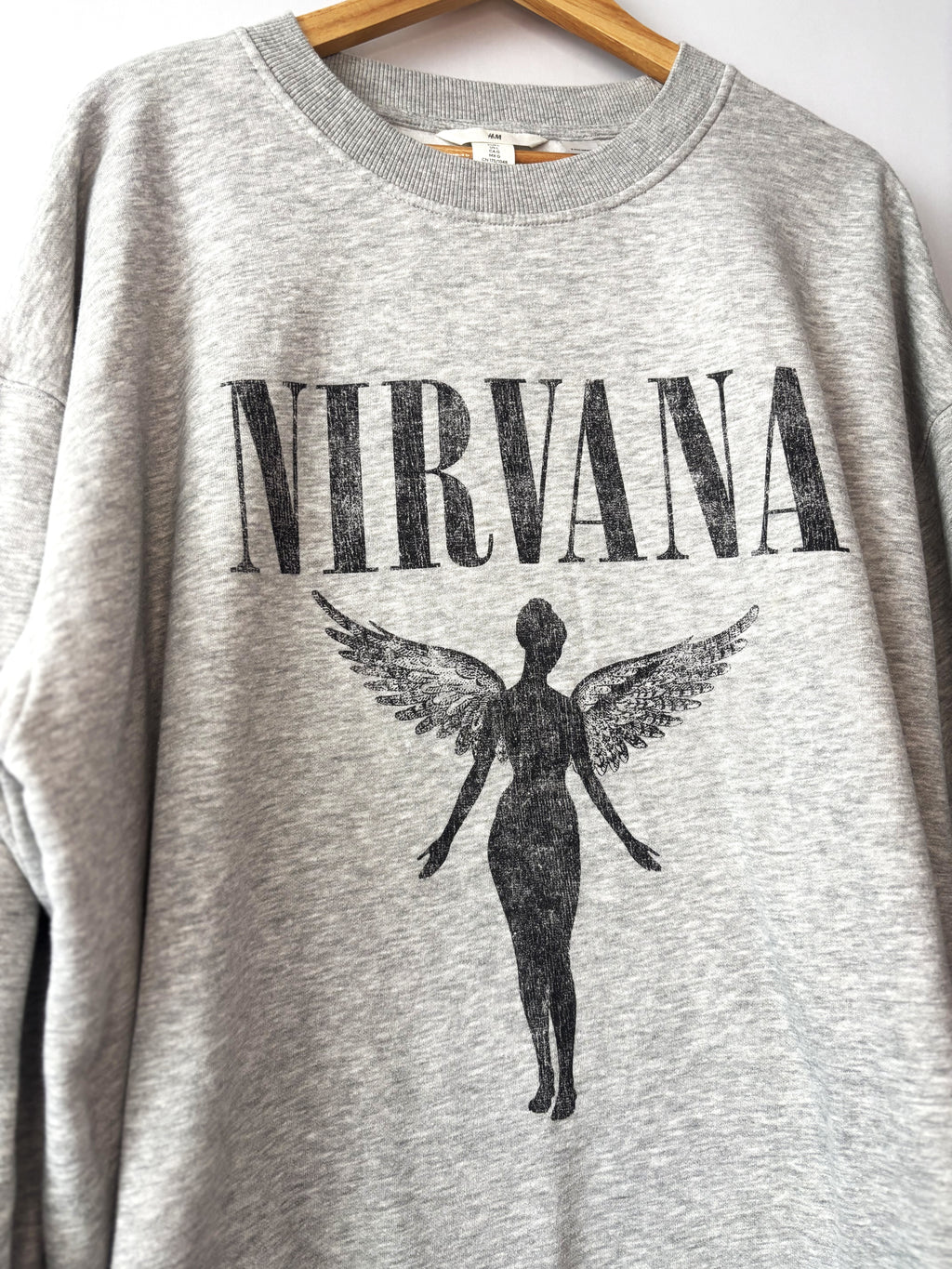 Nirvana Angel Graphic Crewneck Sweatshirt · Oversized L