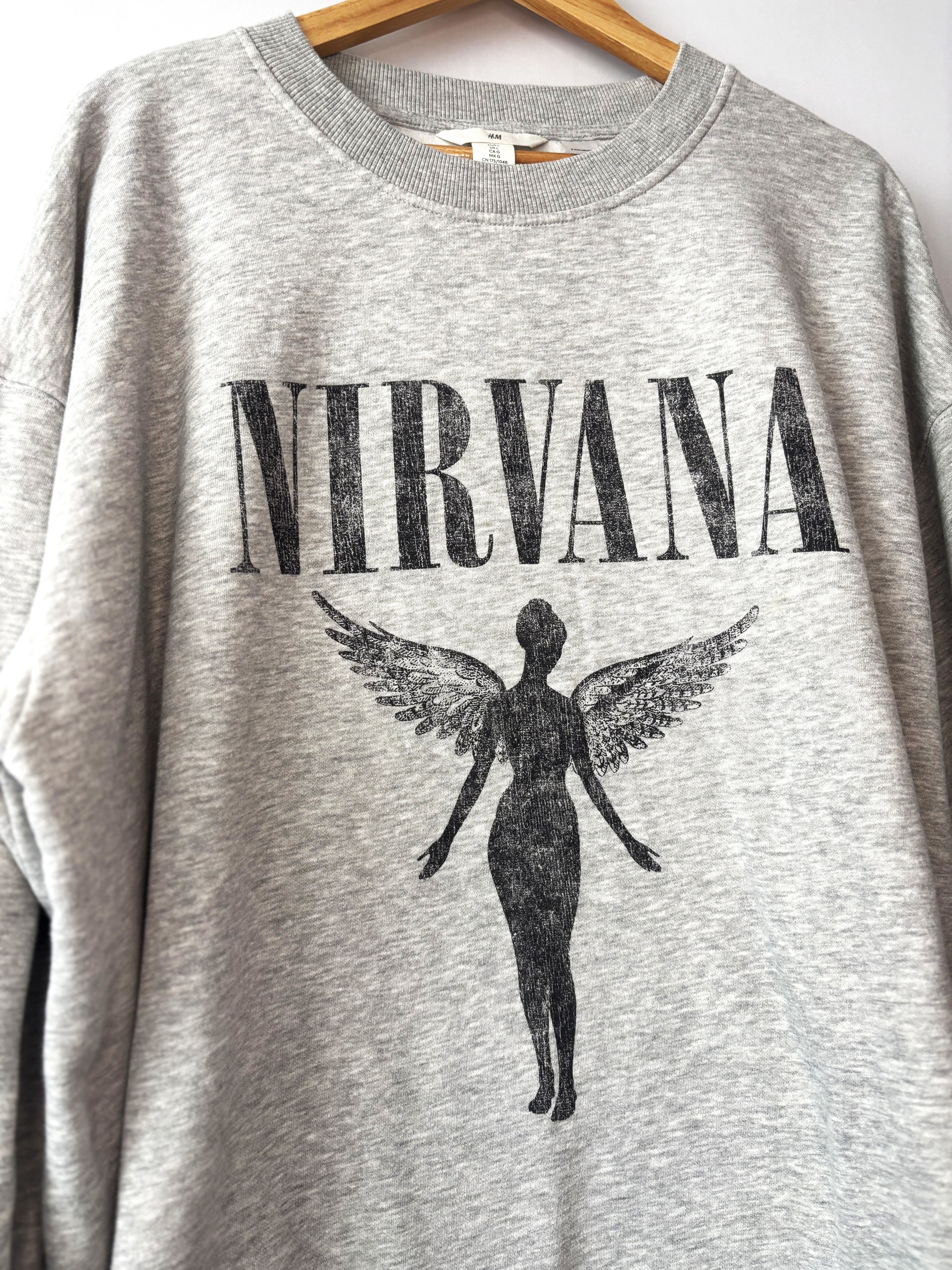 Nirvana Angel Graphic Crewneck Sweatshirt · Oversized L