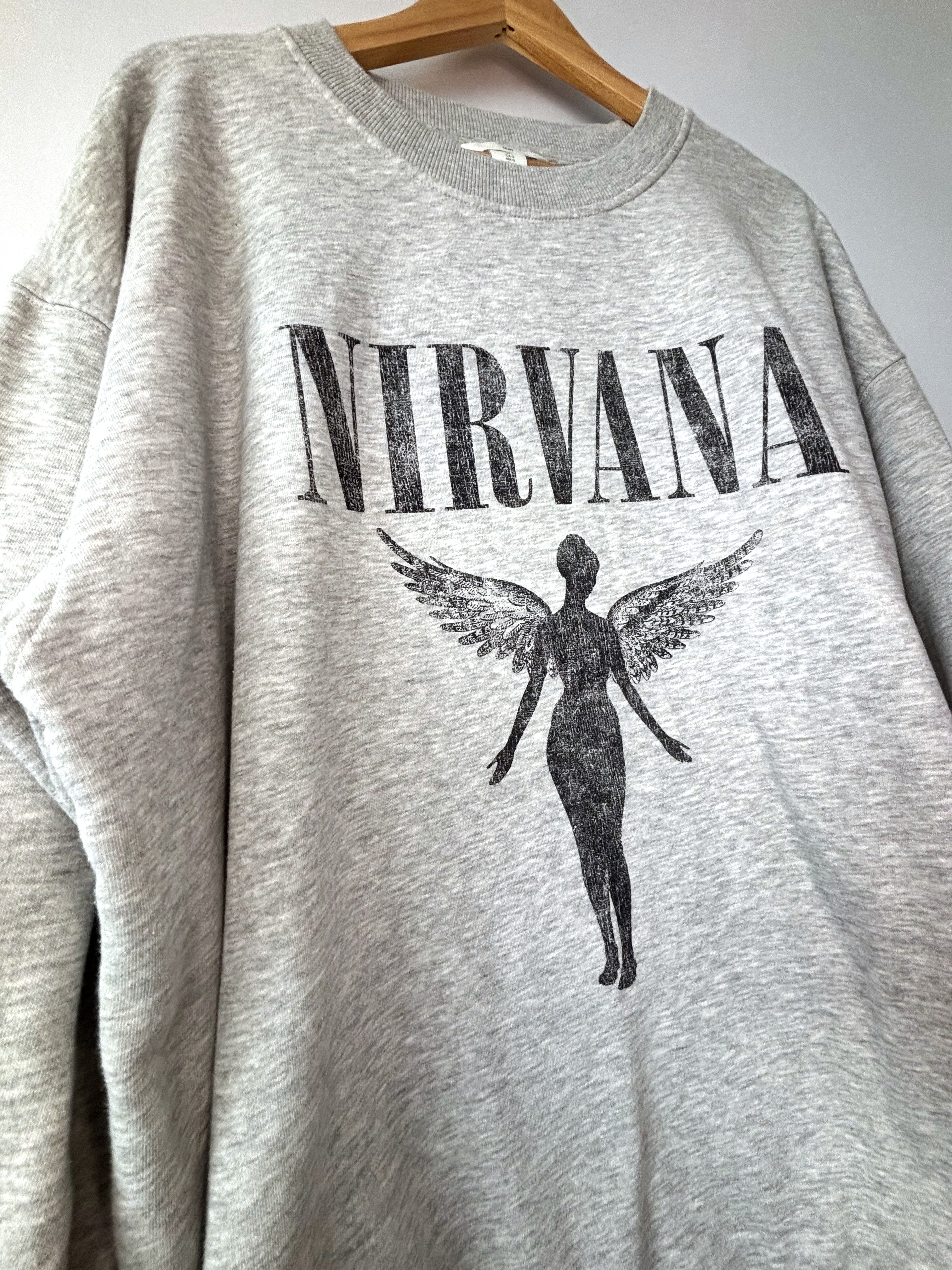 Nirvana Angel Graphic Crewneck Sweatshirt · Oversized L