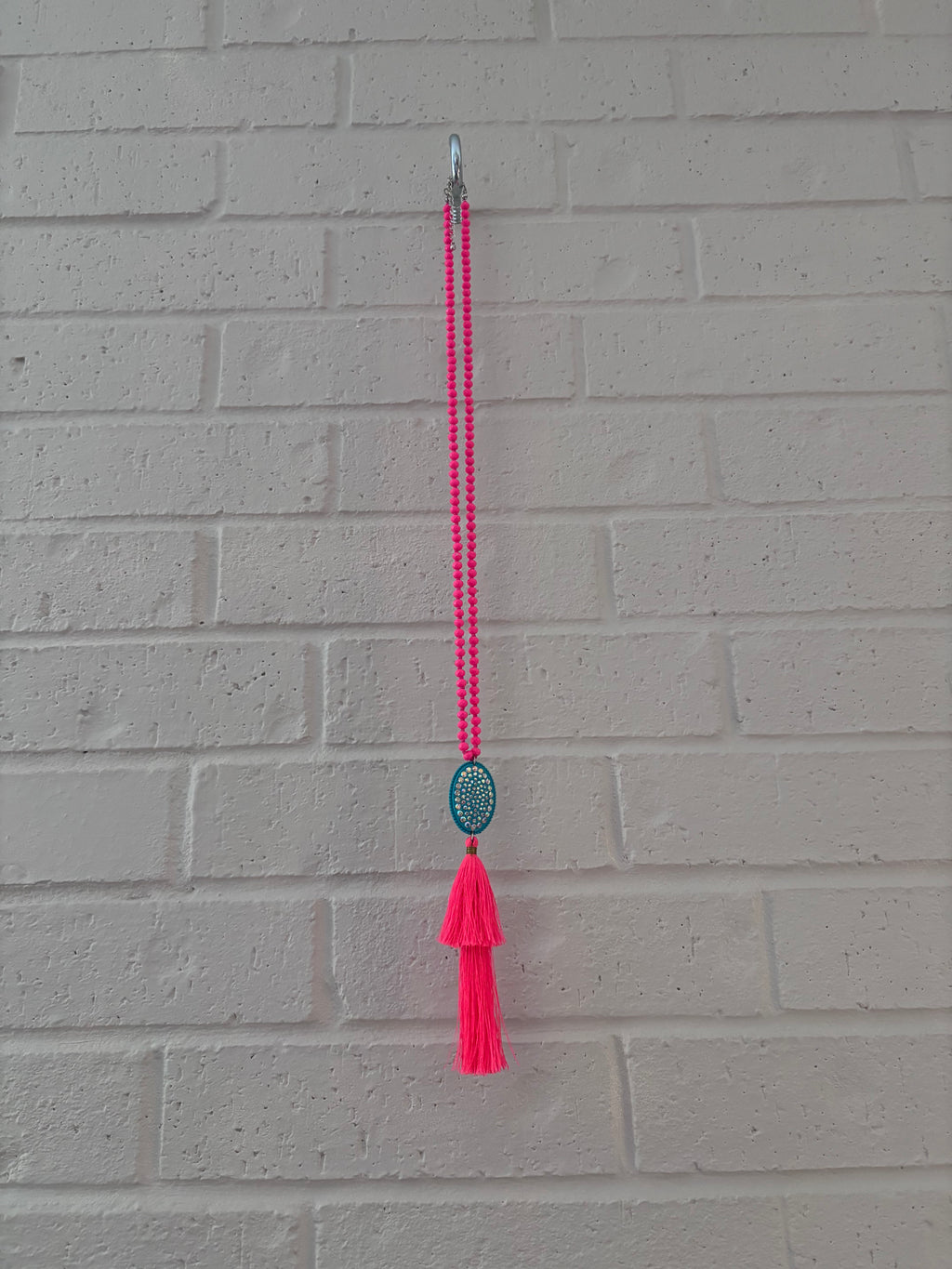 Neon Pink Tassel Necklace