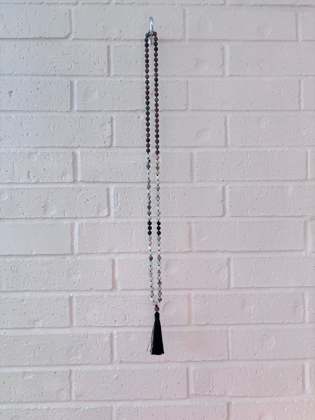 Mixed Stone Bead Tassel Necklace